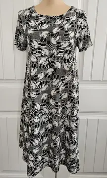 Disney Mickey Mouse Lularoe Black & White Carly High Low Dress Sz S Pocket