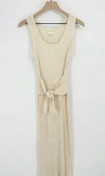 Rita Row Scoop Neck Ribbed Knit Sleeveless Sweater Tank Dress Cream Midi S