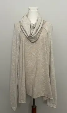 Free People Beach Top Tunic Two Body Corps Deux Cowl Relaxed Fit Lounge Oatmeal