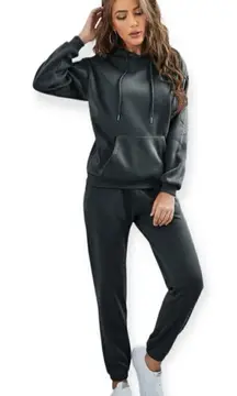 Shein Women’s Gray Sweatshirt & Jogger Set Size S Thermal Lined Hoodie Tracksuit