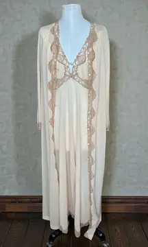 Vintage 60s/70s Emilio Pucci Lace Nightgown Robe Set– Ivory & Nude Lace Sz Large