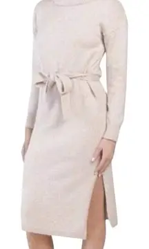 Rachel Zoe Cowl Neck Knit Sweater Dress Womens XL Oatmeal Career Classic Casual