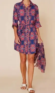 ModaPosa Carlotta Belted Embellished Shirt Dress size large