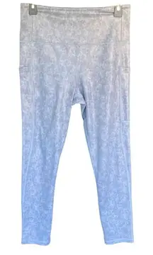548. Zyia high rise silver metallic pocket leggings 7/8 size 8-10