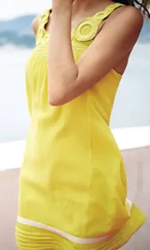 Anthropologie Ipanema Sun Dress by Edme & Esyllte Chartreuse Embroidered Cotton