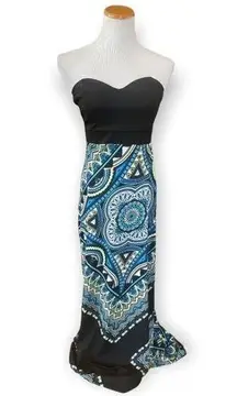 Womens Bailey Blue Boho Strapless Maxi Dress - Sz S