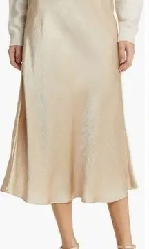 NWT Nordstrom Bias Cut Satin Slip Skirt Ivory Size Medium Cream