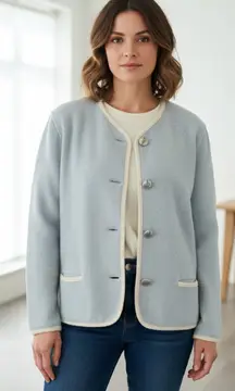 GIESSWEIN Blue Vintage Austrian Boiled Wool Jacket Coat Silver Buttons Size 38.