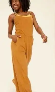 OFFLINE by Aerie Summer Lights Terry Jumpsuit in mustard tan