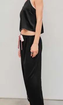 Cider Black Satin 3 Piece Pajama Lounge Set