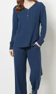 Koolaburra by UGG Women’s XL Blue Ribbed Henley Two-Piece Pajama Set