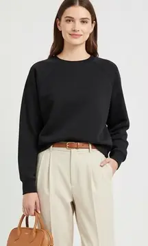 Everlane Black ReNew Sweatshirt XS Crew Neck Raglan Sleeve Cropped Pullover