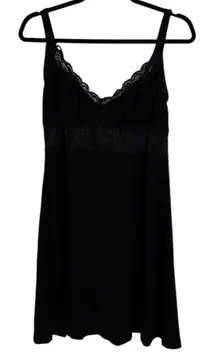 Cosabella Slip Dress Womens Large Allure Sleep Chemise Black Lace Trim