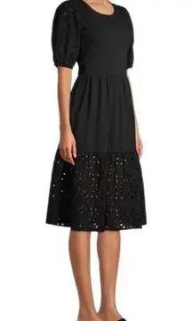 Status by Chenault Eyelet cotton slub jersey dress black size large