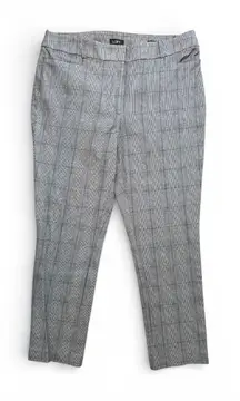 LOFT Curvy Skinny Pants Size 12 High Waist Blue Black White Houndstooth Plaid