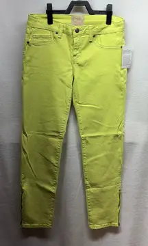 NWT ChaSor Green and Yellow Tapered‎ Ankle Jeans - Sz 26