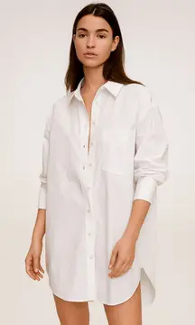 ZARA Oversized Button Down Tunic Dress White Small