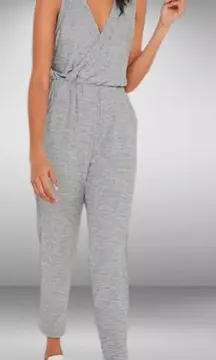 Old Navy Active Breath On Cross Front Jumpsuit Gray Athleisure Pockets Size L