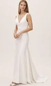 BHLDN V-Neck Maxi Dress White Bridesmaid Wedding Size 4