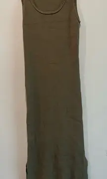 T Tahari Olive Green Maxi Dress with Buckle Accents