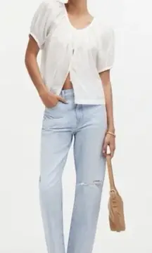 Madewell 90s Straight Crop Jeans Women's Size 33 Light Wash Distressed Denim