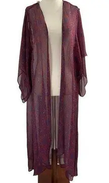 Band of Gypsies Women Size Small Medium Cover Up Bohemian Maroon Sheer 7-364P