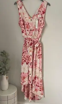 LUXOLOGY Floral Dress. High-Low. Pink Floral. Size XL