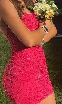 Oh Polly Mini Dress Embellished Pink