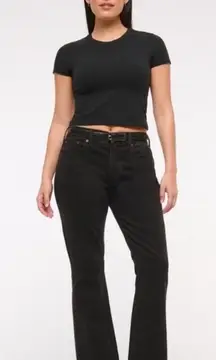 NWT Abercrombie & Fitch Curve Love The Bootcut Mid Rise Black Jeans Sz 26 Long