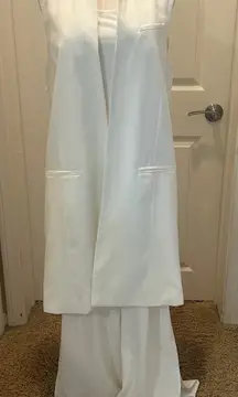 Elegant Ivory Sleeveless Jumpsuit and long vest set in large