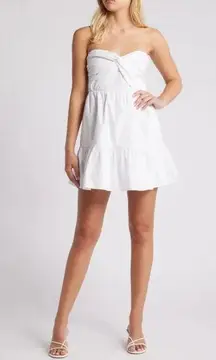 NWT All in Favor White Strapless Mini Dress | Size: L