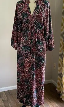 ZARA  FLORAL PRINT JUMPSUIT WIDE LEG MULTICOLORED BALLOON SLEEVE SIZE M