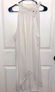 SWEET PEA x Stacy Frati Women’s White Chiffon Side Neck Tie High Low Dress