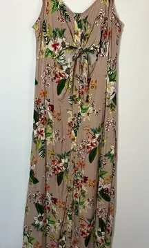 Body Glove Women's Floral Pinstriped Button Down Midi Dress Pink Size Large