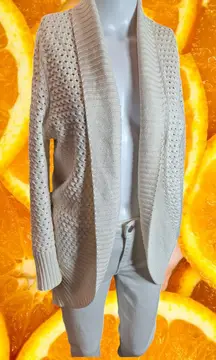 Converse One Star Women's White Cotton‎ Open-Knit Open Front Cardigan Size L