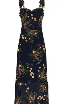 NWT Reformation Nikita Midi in Mademoiselle Navy Floral Tank Tie Straps Dress 2