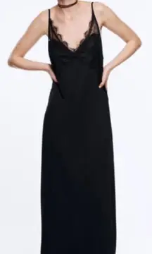 Zara Elegant Black Lace Maxi Dress