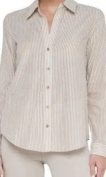L'Agence Laurent Metallic Button Up Blouse-XS