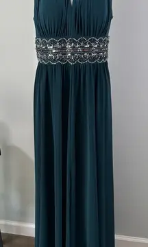 R&M Richards Green Formal Dress Beaded Sequin Waist 14 Cocktail Wedding‎ Prom