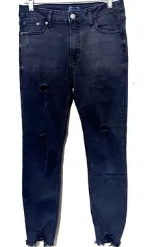 JustUSA Black Denim Jeans Women's 29 Skinny Distressed raw hem