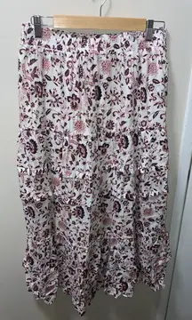 Shimmer Vine Tiered Maxi Skirt, NWT size M