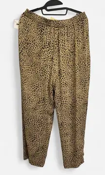 Dana B and Karen  Tan Animal Print Silk Reversible Palazzo Pants