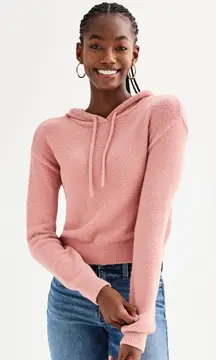 SO Juniors Hoodie XL Pink Blush Eyelash Plush Yard Loungewear Crop Womens NWT