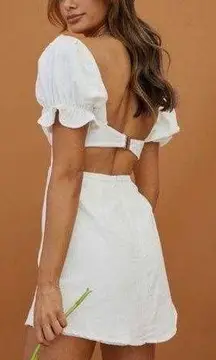 NEW  Norma Puff Sleeve Cutout Back Mini Dress White NWT