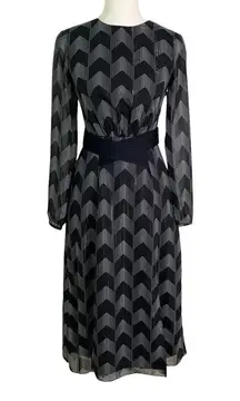 Ted Baker Atlas Chevron Print Dress Black and White Size 2/4 NWT