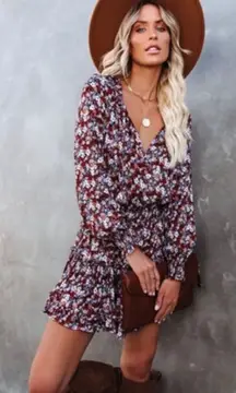 ✨ Vici Collection Floral Smocked Ruffle Dress✨