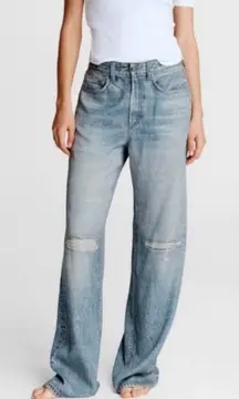 NWT Rag & Bone Liquid Miramar‎ Wide Leg Pants Faux Printed Jeans in Dara Sz 24