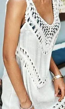 NWT Cupshe Crochet Tunic Beach Coverup (white) - one size