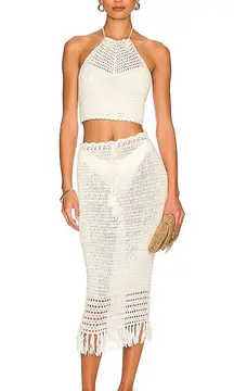 Angelina Halter Top & Midi Skirt (2 pcs set)