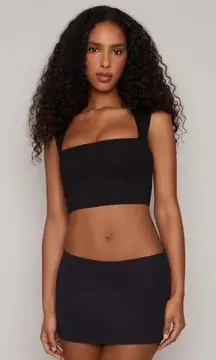 Danielle Guizio Celestial Stretch Crop Top in Black Size Medium Gently Used